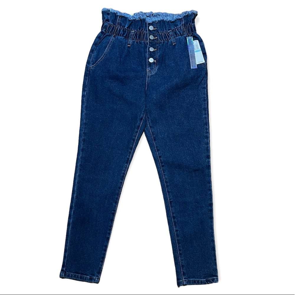 Tinseltown Denim Paperbag Raw Edge Waist Buttonfly Hi-Rise Skinny Jeans Sz 5/27